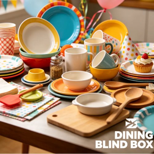 Esthetische mystery blindbox met geassorteerde verrassingen voor eetkamerdecor