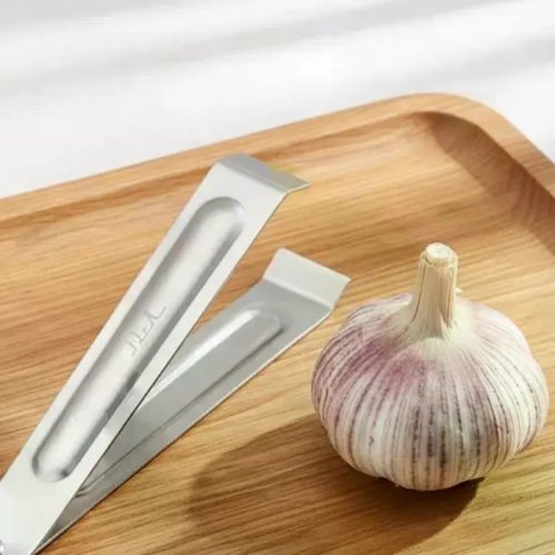 Klip Pengupas Bawang Putih Stainless Steel Anti Karat Pegangan Ergonomis untuk Dapur Profesional