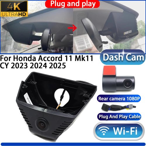Dashcam HighCity untuk Honda Accord 11 (2023-2025), 4K 2160P, Night Vision, WiFi, Plug and Play DVR