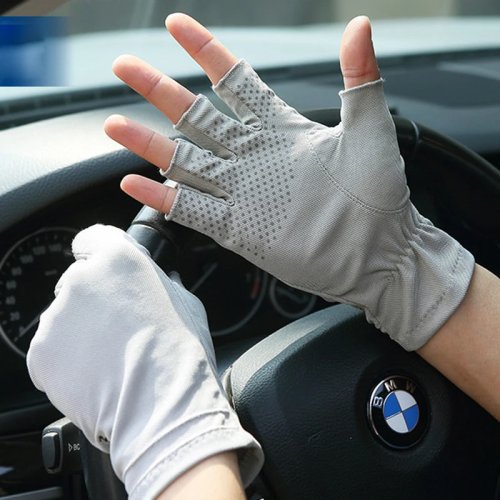 Guantes de Medio Dedo Finos para Hombre y Mujer - Transpirables, Antideslizantes para Conducir, Primavera Verano, Absorbentes de Sudor