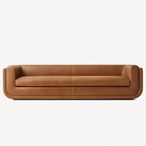 Sofa Set Kulit Modern Nordik – Desain Minimalis Garis Bersih untuk Ruang Tamu & Hotel