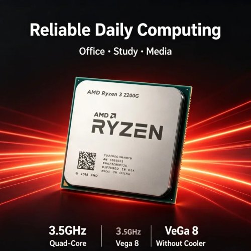 Процессор AMD Ryzen 3 2200G, 3.5 ГГц, четырехъядерный, Vega 8, восстановленный, без кулера, для старых ПК