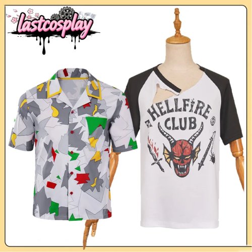 Disfraz de Dustin para cosplay – Camiseta de manga corta con estampado desgastado para Halloween, adulto