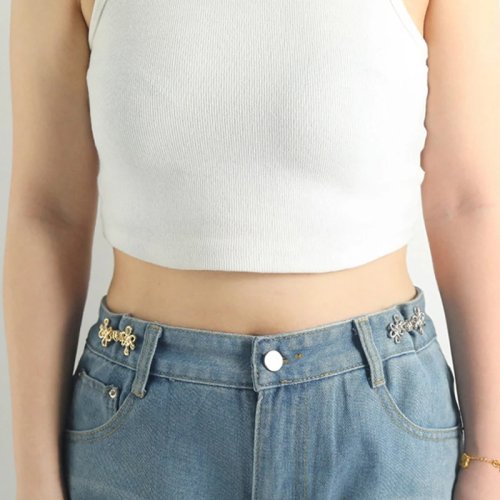 Fivela de cintura com nó chinês - Clips para calças removíveis, ajustador de cintura, botões de metal sem pregos para jeans