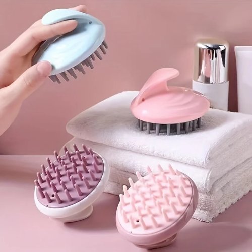 Siliconen hoofdhuidmassageborstel, ergonomische greep, luchtkussen, voor diepe reiniging tijdens het douchen