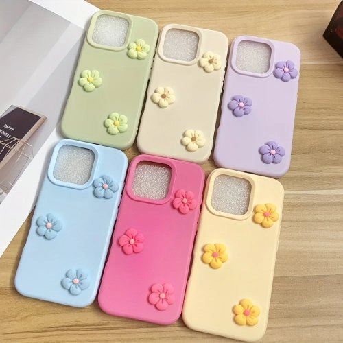 Urocze kolorowe etui na iPhone z kwiatami dla iPhone 17 Pro Max, 16, 15, 14, 13, 12, 11 - odporne na wstrząsy matowe