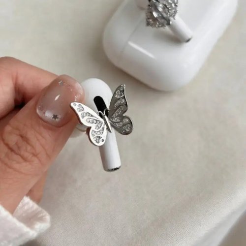 Schmetterling-Zirkon-Ohrhörer-Clip, abnehmbarer, filigraner Kopfhörer-Schmuck für Frauen