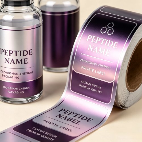 Cajas personalizadas de foil plateado para viales de péptidos con etiquetas impermeables (3ml y 10ml)