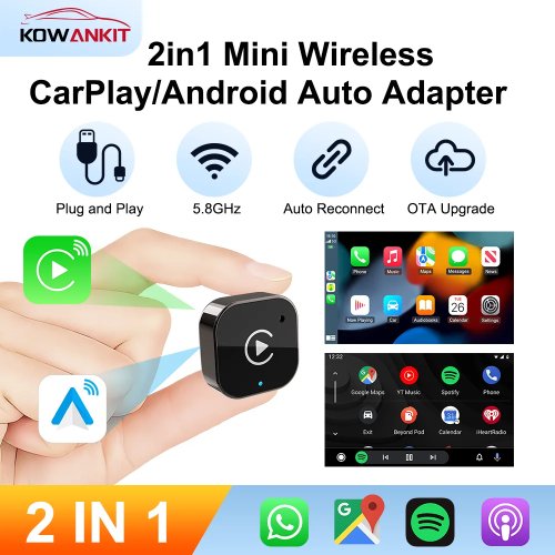 อะแดปเตอร์ดองเกิล USB กล่องมินิอัจฉริยะไร้สาย CarPlay Android Auto เสียบแล้วใช้งานได้ รองรับ VW Toyota Nissan Honda Ford Benz KA05