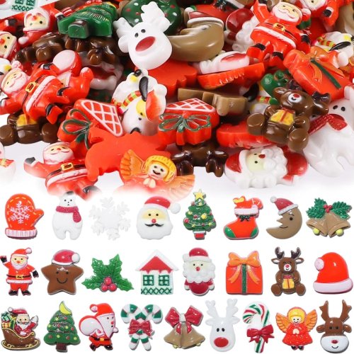 10-200 chiếc Charm Giáng Sinh Resin Kawaii cho Bông tai, Mặt dây chuyền, Móc khóa và Trang trí