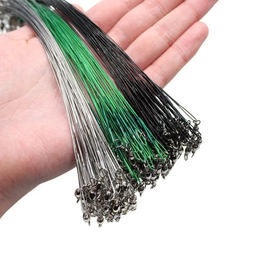 Bas de ligne en acier anti-morsure avec émerillon, 15cm 20cm 30cm