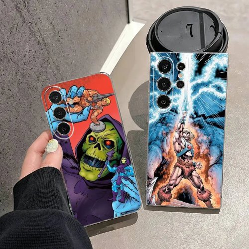 Coque téléphone He-Man dessin animé pour Samsung Galaxy S25, S24, S21, S22, S23, S30, Ultra, S20, Plus, FE, Note 10, 9, 5G, transparente