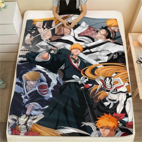 Manta de flanela com padrão bleach, quente e macia, para cama, sofá, viagem e leitura