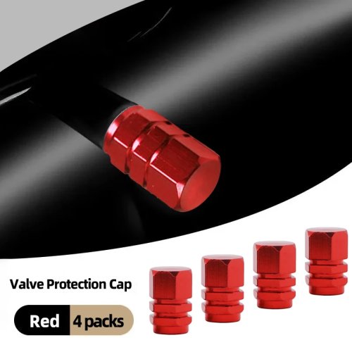 4 Pièces Capsules de Valve en Aluminium Premium - Compatible Universel pour Voiture/Camion/Moto - Accessoires de Roue Antirouille Noir/Bleu/Argent/Rouge