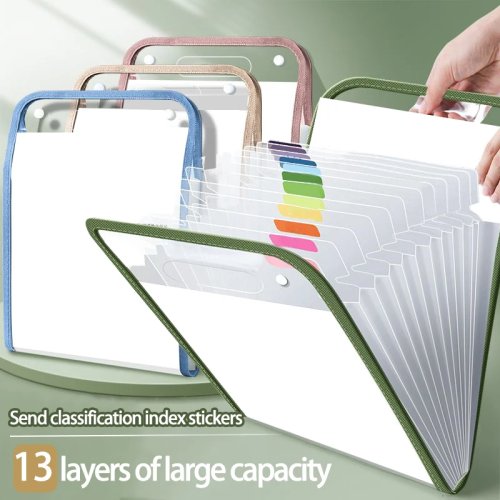 Classeur accordéon A4 à 13 pochettes, organisateur portable pour copies d'examen