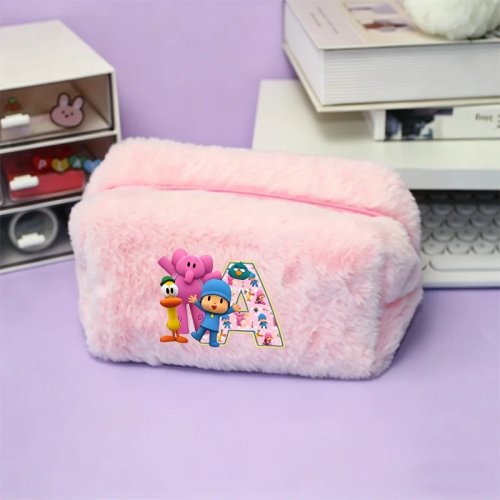 Trousse de Toilette de Voyage Pocoyos avec Lettres A-Z, Trousse à Maquillage Mignonne, Étui à Cosmétiques Anime, Porte-clés et Monnaie, Nécessaire de Toilette Souple pour le Bureau