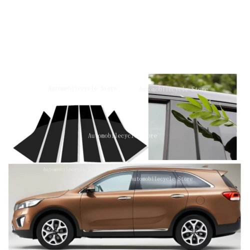 6 Peças Pilares Pretos Brilhantes para Kia Sorento UM 2015-2020 Guarnições de Janela Tampa Pilar B/C