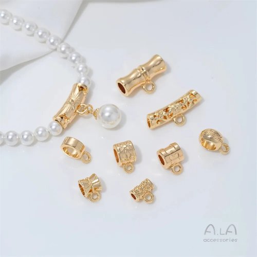 C45 14K Gold Plated Hollow Curved Tube Beads, Bamboo Joint Barrel Beads, DIY Jewelry Making Supplies