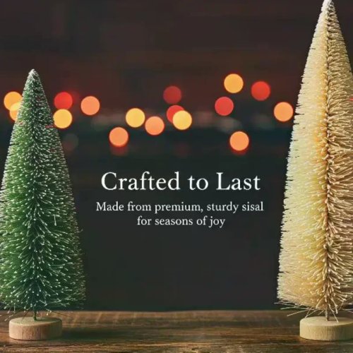 Mini Sapin de Noël Artificiel avec Finition Givrée et Socle en Bois Naturel - Petite Déco de Noël pour Étagère ou Table