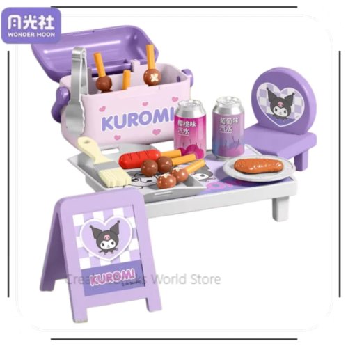 WONDER MOON Sanrio Kuromi ชุดครัวจิ๋วแนวปิ้งย่าง – ของเล่นอาหารจำลองสำหรับเด็กผู้หญิง