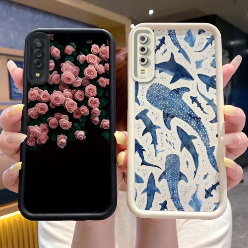Coque de protection en silicone pour Samsung Galaxy A7 2018, imprimé poissons et fleurs