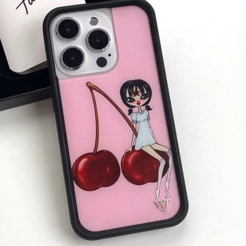 Case HP Cindy Kimberly Wildflower untuk iPhone 13 14 15 12 11 16 17 Pro Max Plus, Cute Anime Kartun Cewek WF Cherry