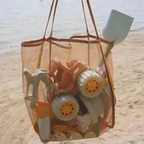Große Mesh-Tote-Tasche, atmungsaktive transparente Strandtasche für Schwimmen, Gym & Shopping, faltbar und kompakt für Reisen