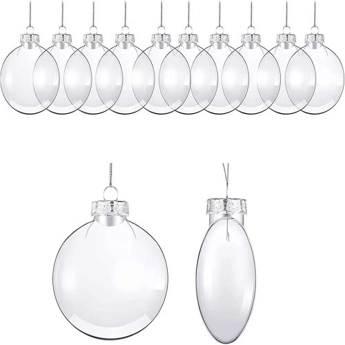 60/80/100mm Boules de Noël Ovales Transparentes en PET, DIY Peinture, Pendentifs pour Sapin de Noël et Décoration de Maison