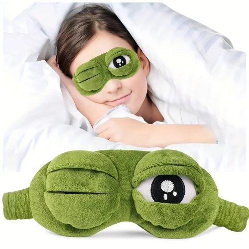 Masque de sommeil 3D grenouille, bandeau pour les yeux mignon et doux pour dormir, voyage, bureau