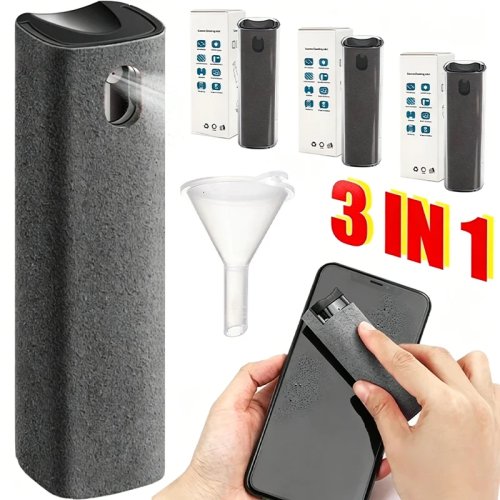 Pulitore per schermi di smartphone e tablet spray con panno in microfibra, portatile