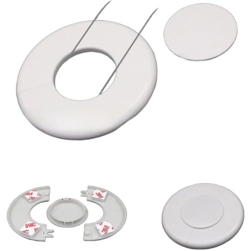 Wall Plate Pipe Cover, White, Quick Attachment, Removable Center Cap