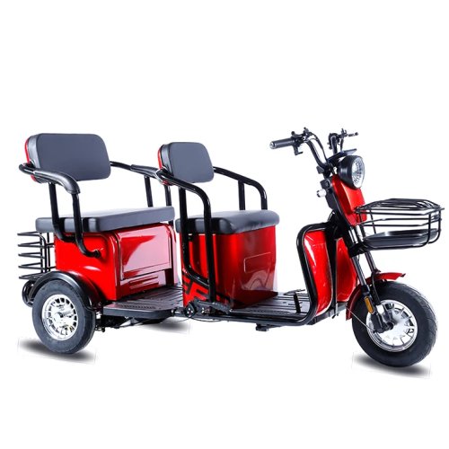 Trike Listrik Dewasa 48V 20Ah, Sepeda Listrik 3 Roda untuk Angkut, dengan Keranjang Depan dan Belakang, untuk Keluarga