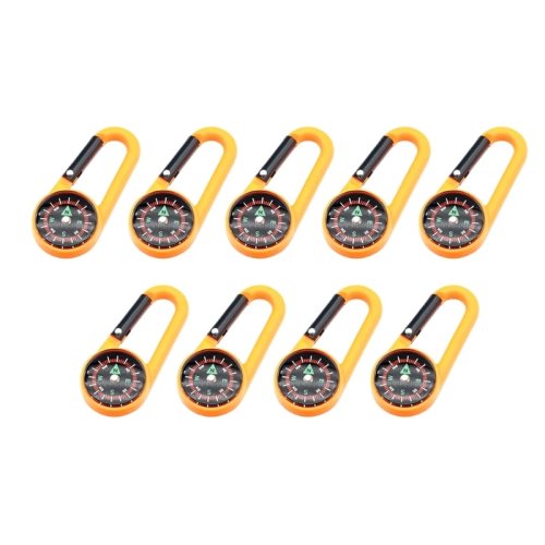 Pack de 9 brújulas con mosquetón para llavero, brújula mini multifuncional, herramienta de navegación portátil para jóvenes y adultos