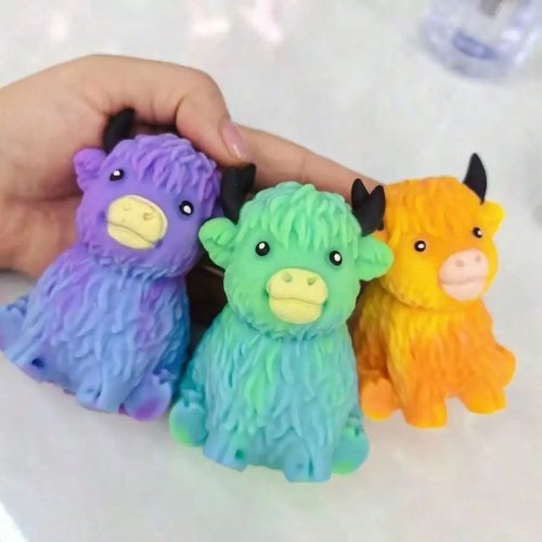 Squishy Sapi Highland Skotlandia, Mainan Fidget Anti Stres, Pulih Perlahan