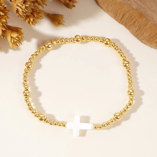 Pulsera charm para mujer con cuentas de concha y cobre, estilo boho, regalo para festival
