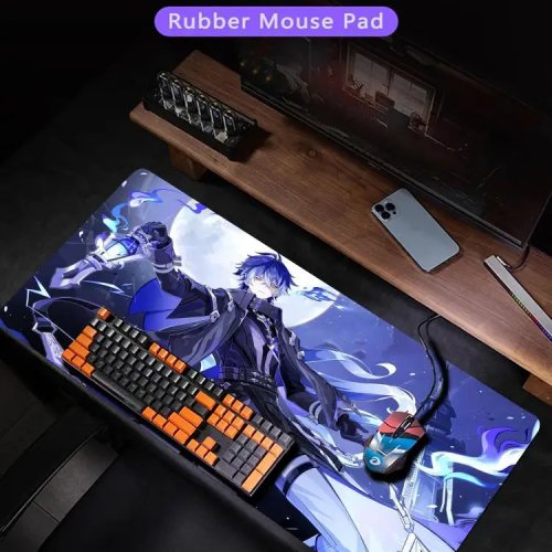 Tappetino per mouse grande Genshin Impact, tappetino da scrivania anime, stampa HD, antiscivolo per gaming e ufficio