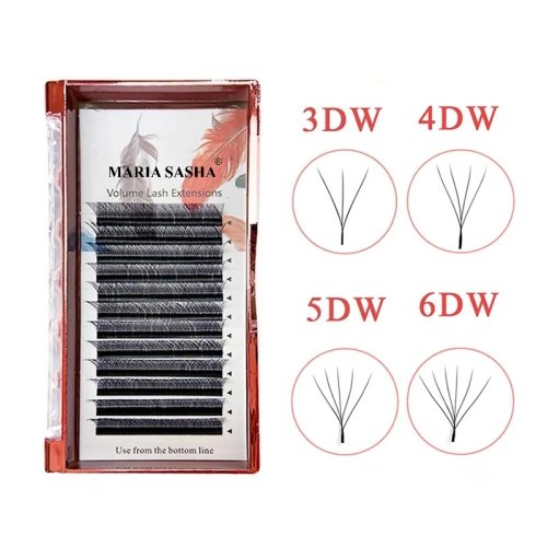 MARIA W형 프리메이드 팬 속눈썹 연장 - 3D 4D 5D 6D 7D, 자연스럽고 부드럽고 가벼우며 빽빽함