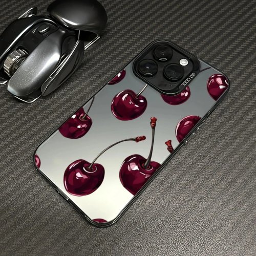 Etui na Samsung Galaxy S26 S25 Ultra A56 A55 S24 S23 Plus FE A36, słodki wzór wiśni, srebrny