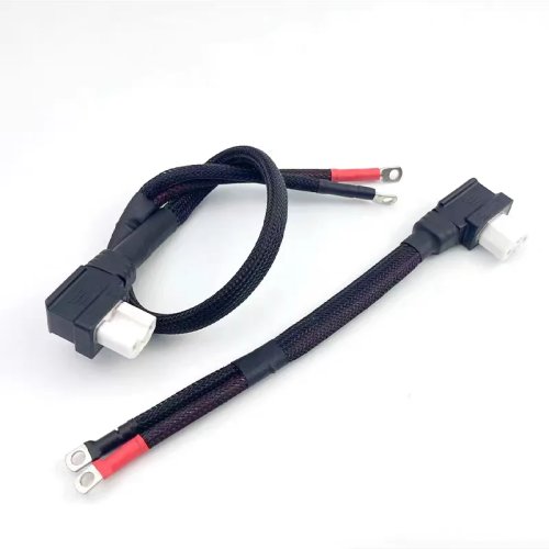 Cable de alimentación 10mm² (8AWG) 50cm con conector cerámico y terminal de anillo M6 para batería de bicicleta eléctrica y scooter, funda trenzada de nailon