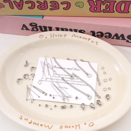 5-100Pcs Stainless Steel Round Beads with Lobster Clasps, Split Rings, Pins & Chain for DIY Bracelet and Necklace Making