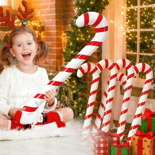 35-inch Inflatable Christmas Candy Cane for Outdoor Holiday Decor, New Year Gift