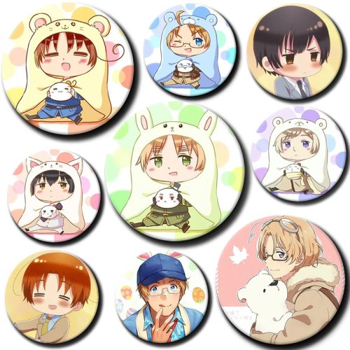 เข็มกลัดอนิเมะ Hetalia Axis Powers World Stars 58mm, เข็มกลัดหรือเข็มติดเสื้อ, อุปกรณ์ติดกระเป๋า, ของขวัญสำหรับแฟน ๆ, ของสะสม