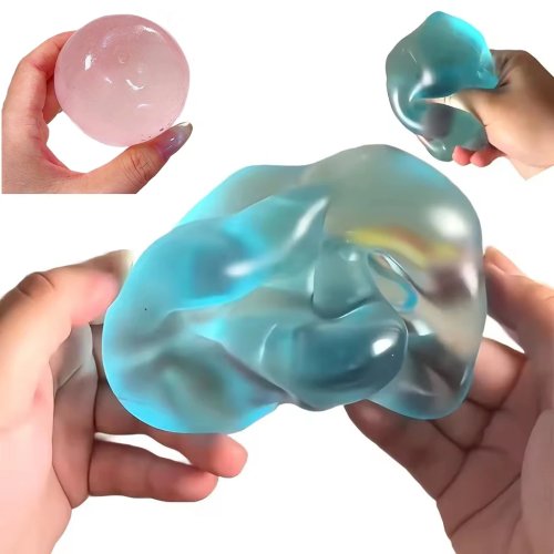 Juguete Squishy de Maltosa Azul Anti Estrés Fidget Sensorial Suave Transparente Rebote Lento