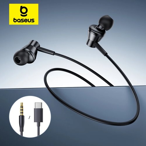 Baseus Encok CZ11/HZ11 Tai nghe có dây với micro, jack Type-C/3,5 mm, góc 120°, cho điện thoại, máy tính bảng và laptop