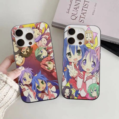 Miękki silikonowy etui na tył z anime dziewczyną Lucky Star do iPhone 16 15 11 12 13 14 17 Pro Max Plus