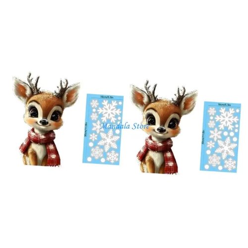 Adesivo fai da te di Natale U2JC - Renna e Fiocco di neve, Decorazioni in PVC per il Capodanno 2026