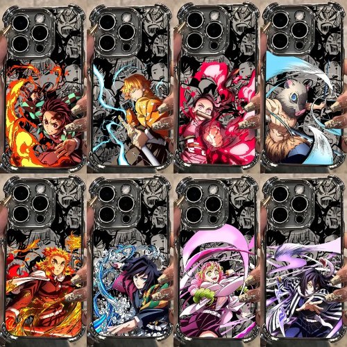 Anime Demon Slayer Black Phone Case for Google Pixel 10a/10/9/8/7/9a/8a/7a/Pro/XL 5G, Shockproof Airbag