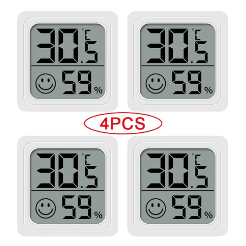 4 Peças Termómetro Higrómetro Digital, Monitor de Temperatura e Humidade Interior Mini com Ecrã LCD, para Exterior e Quarto de Bebé