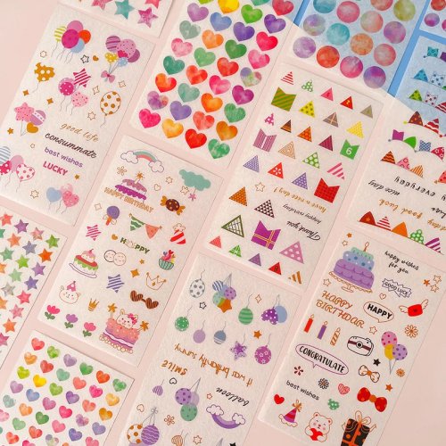 6pcs/pack Round Birthday Kawaii Stickers for Planners and School