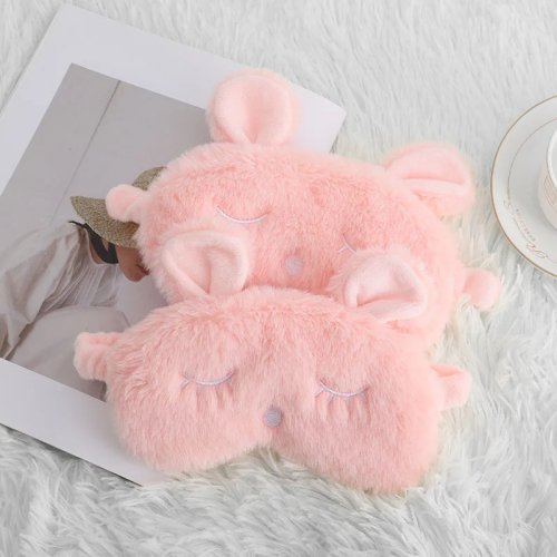 Schattig pluche slaapmasker met konijnenoren voor meisjes, zacht en comfortabel, om licht buiten te sluiten